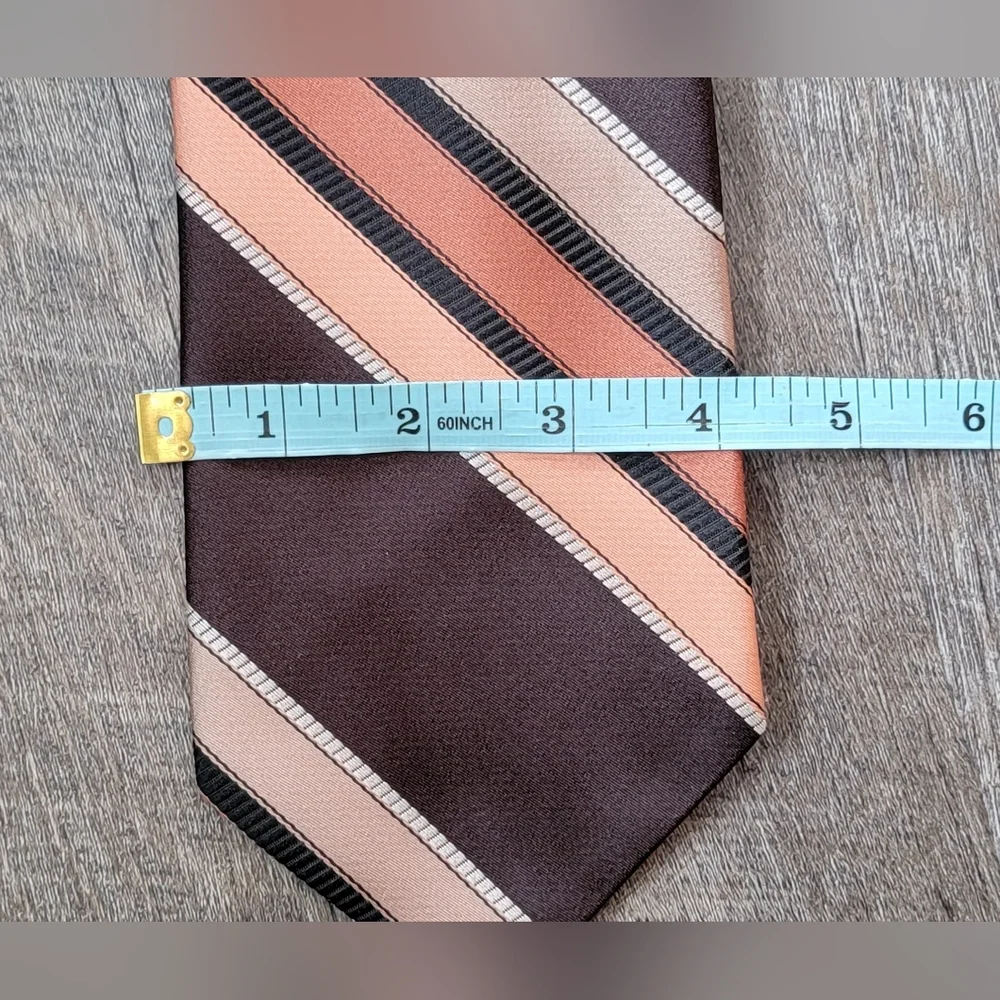 Vintage Late 70's Men's Tie OS Brown & Orange Striped Retro By Montgomery Ward